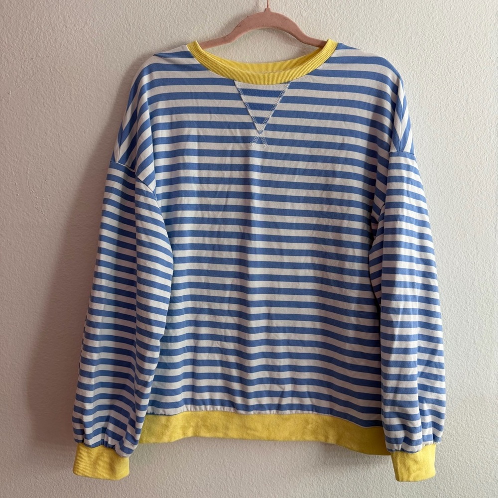 Unbranded Women’s Multicolor Preppy Coastal Striped Pullover Sweatshirt Size L